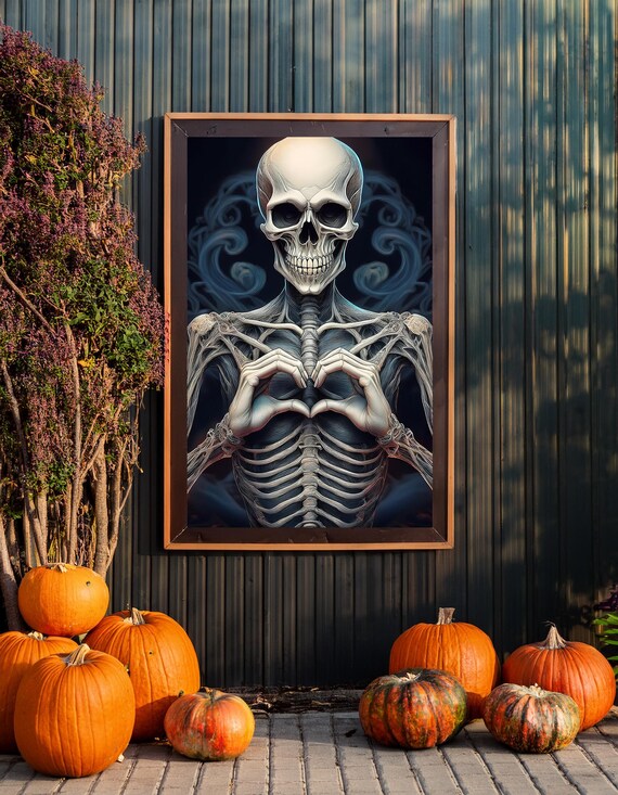 Skeleton Art, Funny Halloween Wall Print