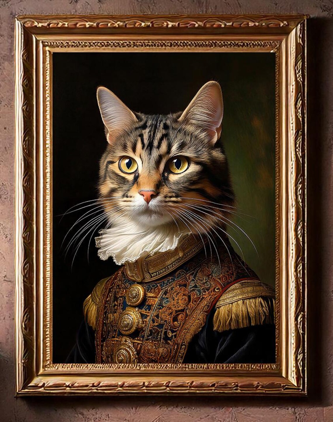 Victorian Cat Portrait Tabby Military Costume Regal Funny Cat Wall Art Poster - Image 2