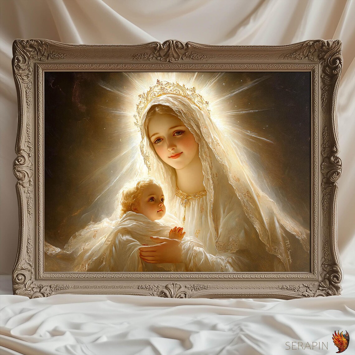 Madonna And Child Radiant Golden Halo Crowned Virgin Mary Catholic Poster - Image 6