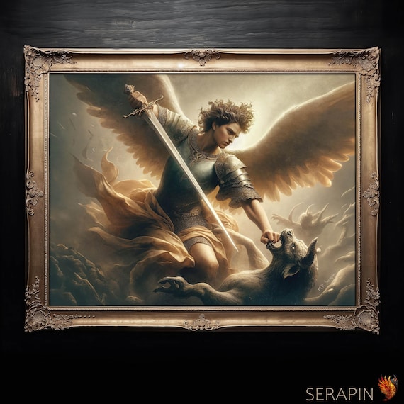 Saint Michael the Archangel, Gothic Dark Art Print