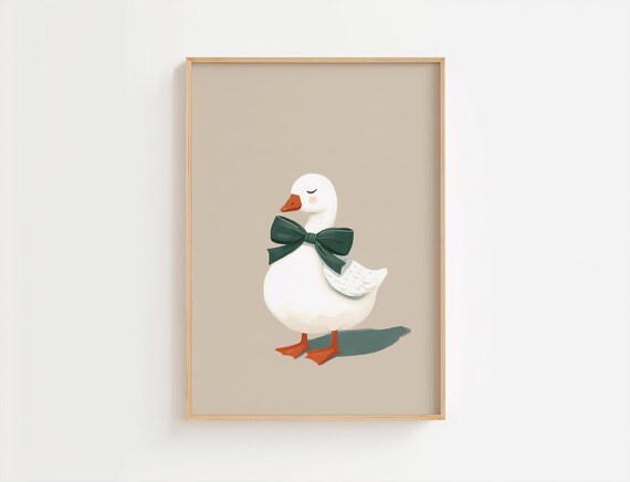 Petunia The Cute Goose With Bow Nursery Kids Room Art Poster