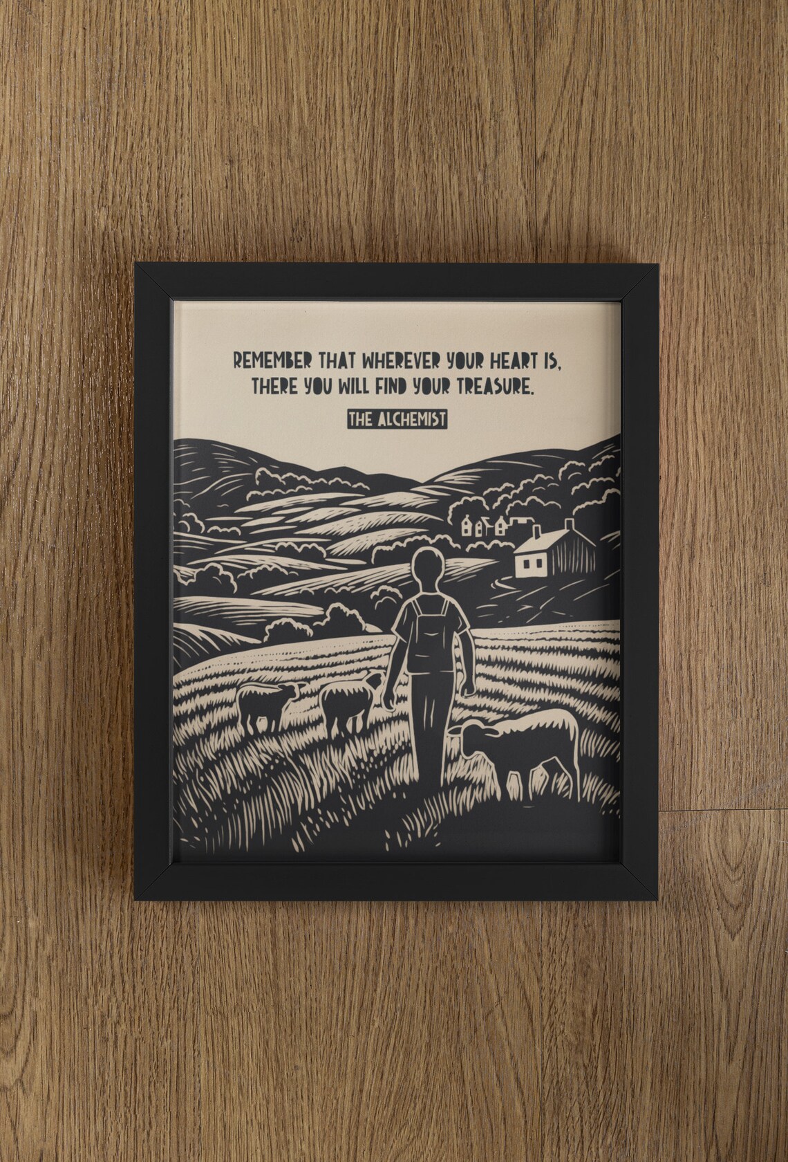 The Alchemist Lino-Style Art Print, Paulo Coelho