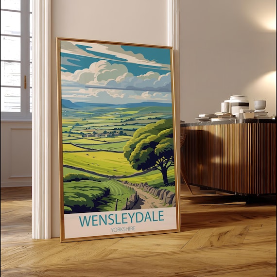 Wensleydale Yorkshire Travel Poster, Vintage Landscape