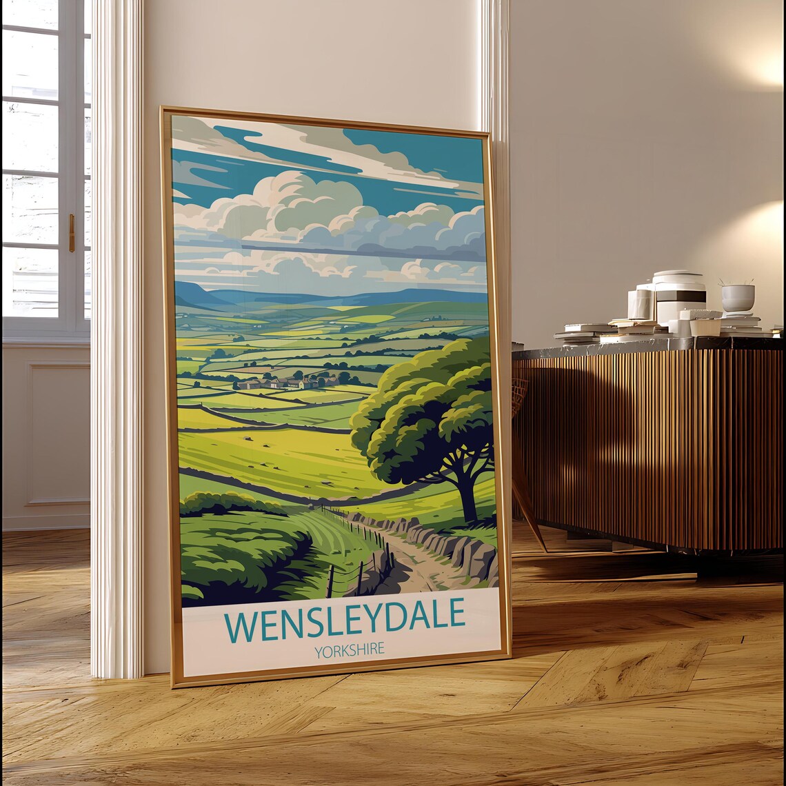 Wensleydale Yorkshire Travel Poster, Vintage Landscape