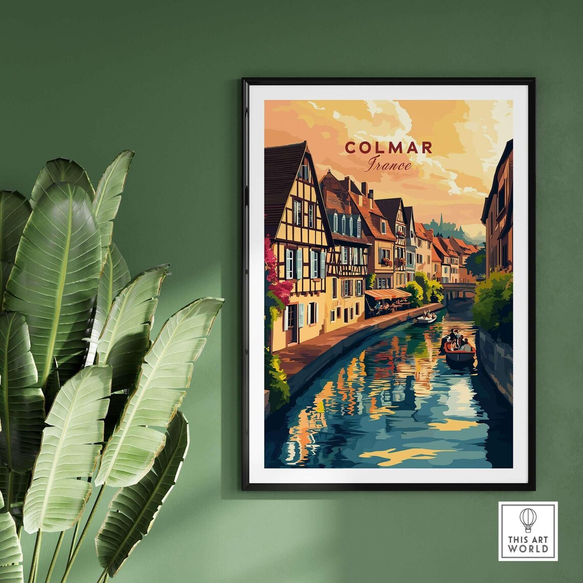 Colmar France Canal Half Timbered Houses Sunset Water Travel Poster - Image 2