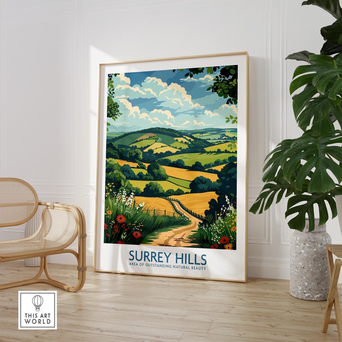 Surrey Hills Wildflower Meadow Golden Rolling Hills England Nature Poster - Image 2