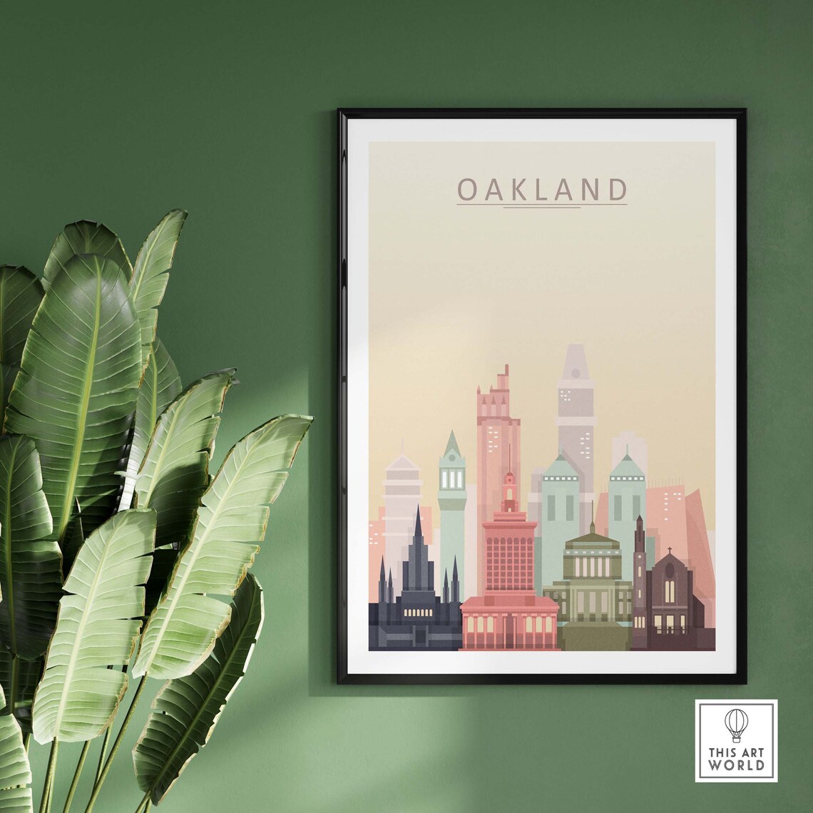 Oakland Skyline Travel Poster, California Cityscape - Image 2