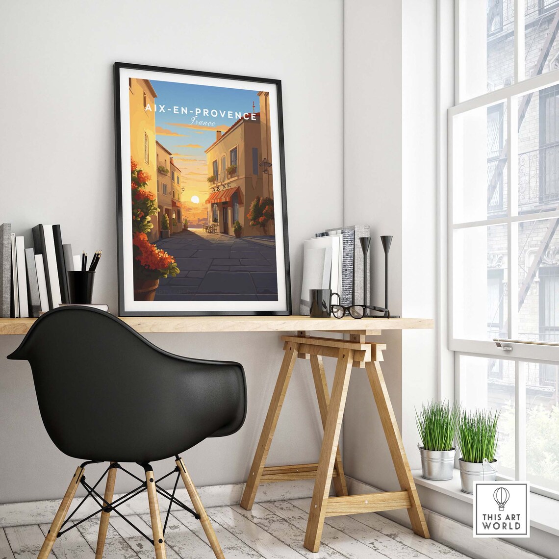 Aix en Provence France Old Town Sunset Street Scene Travel Poster - Image 4