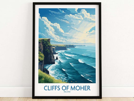 Cliffs Of Moher Ireland Travel Poster Art Print