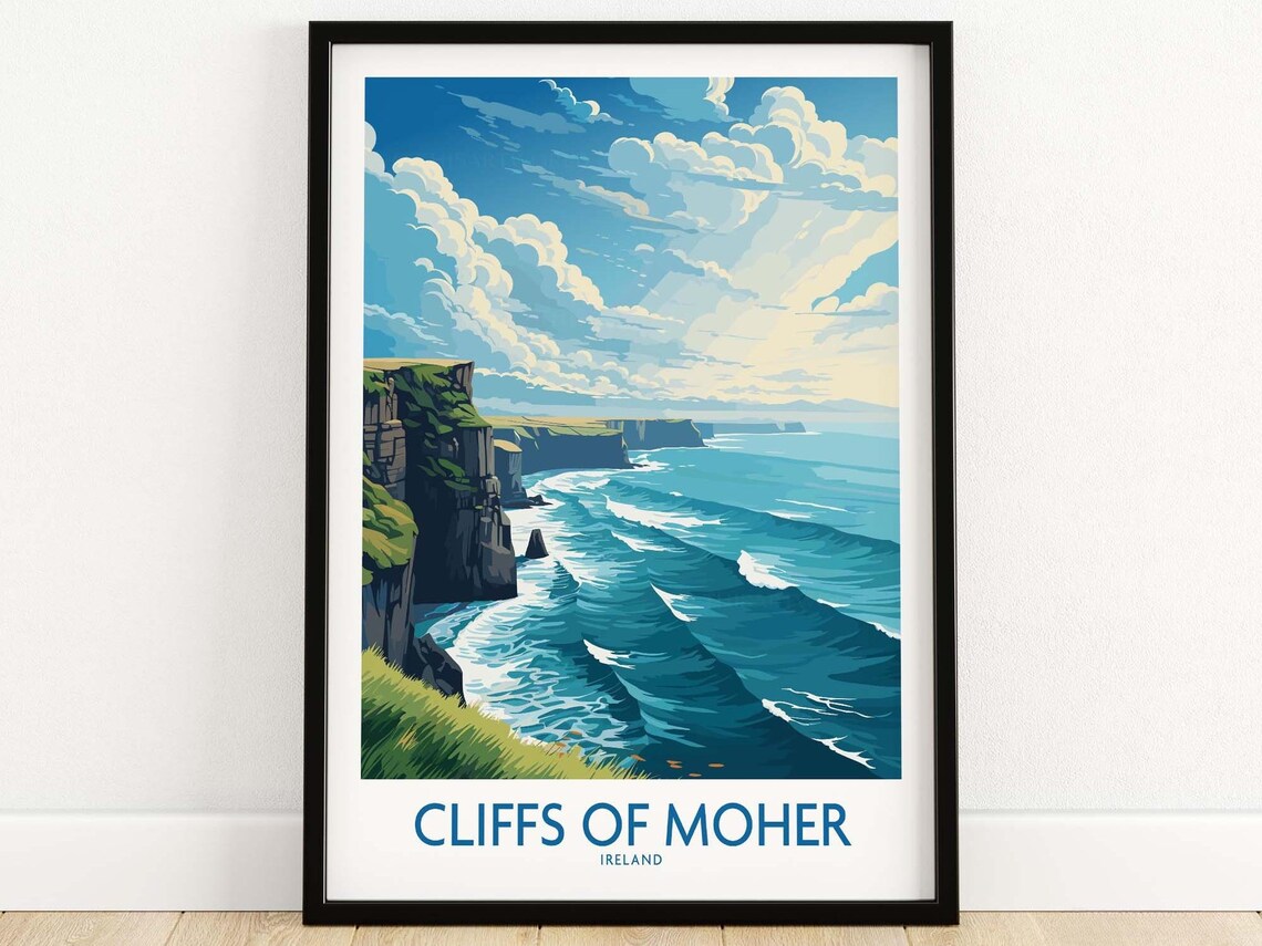 Cliffs Of Moher Ireland Travel Poster Art Print