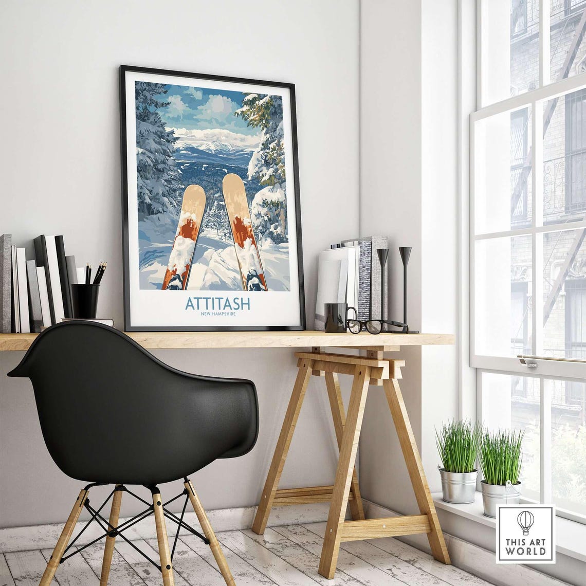 Attitash Ski Lodge Art Print, New Hampshire Ski Art - Image 4