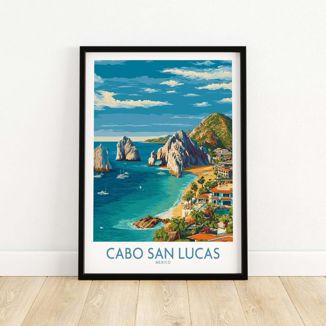 Cabo San Lucas Sandy Beach Palm Trees El Arco View Mexico Poster