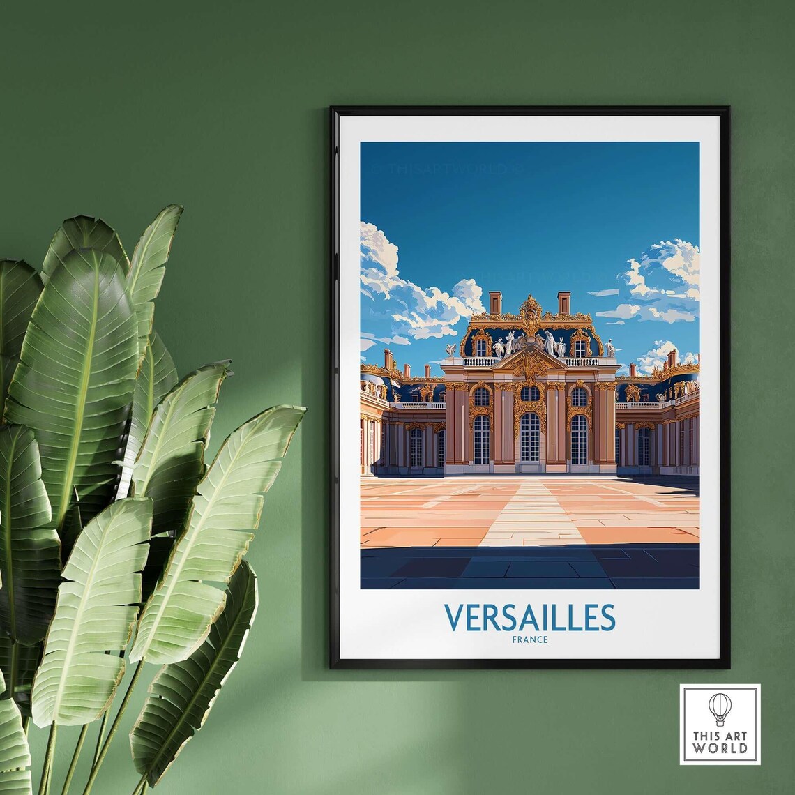 Versailles France Palace Courtyard Golden Statues Travel Poster - Image 2