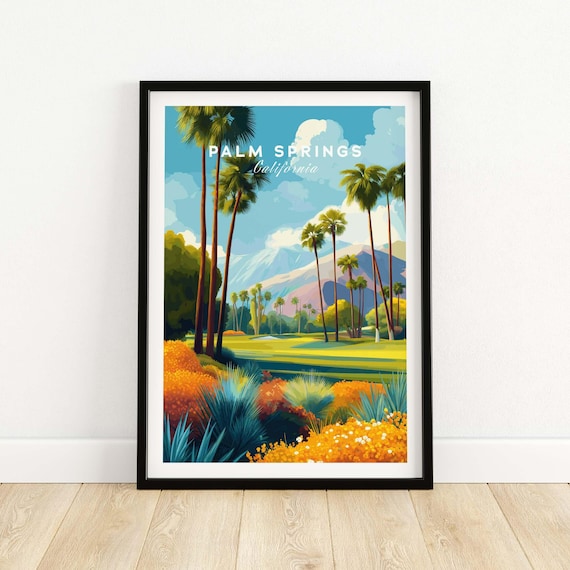 Palm Springs Golf Course Palms Desert Mountains California Travel Poster