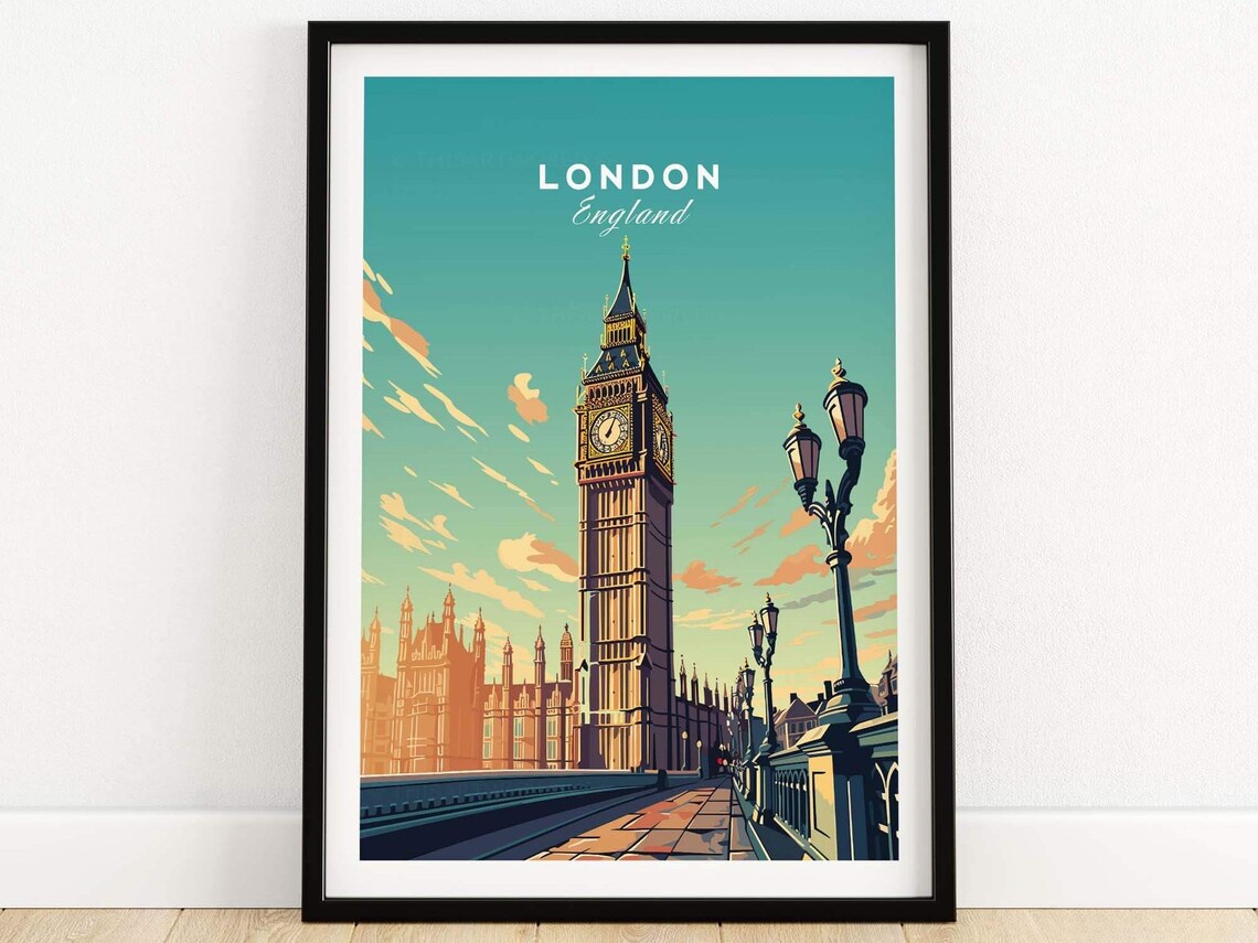 London Big Ben Travel Poster, Houses Of Parliament
