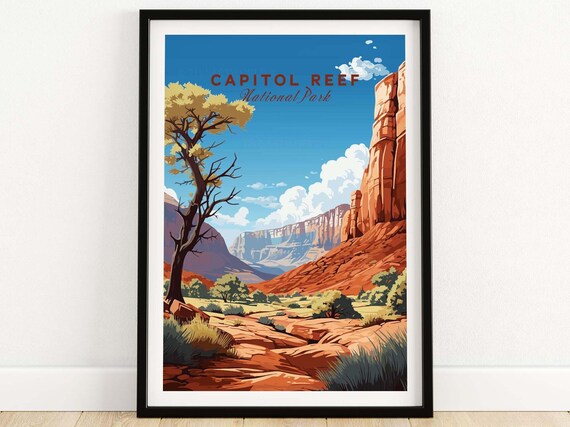 Capitol Reef National Park Utah Red Rock Canyon Desert Poster