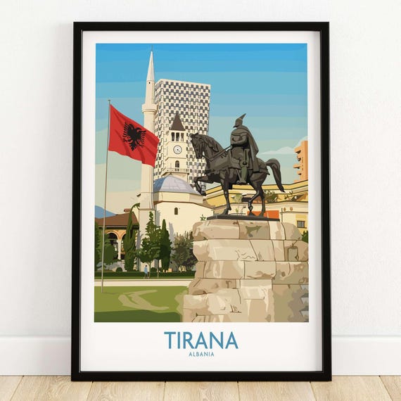 Tirana Albania Skanderbeg Square Art Print National Monument Poster