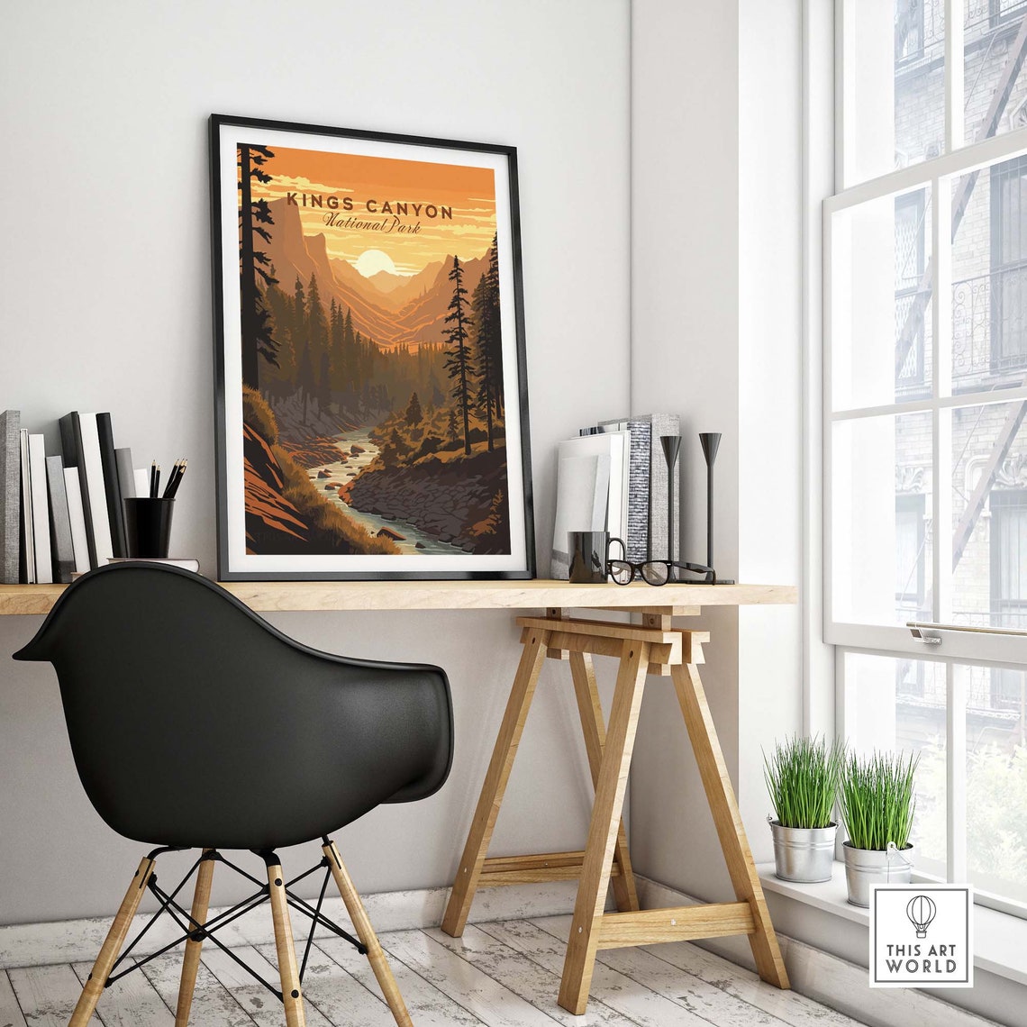 Kings Canyon National Park Golden Sunset Mountain River Poster - Image 4