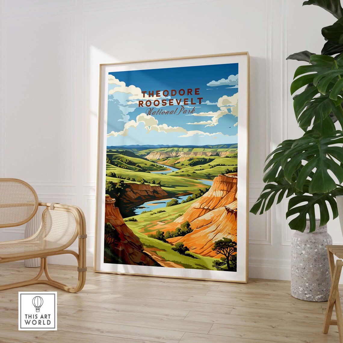 Theodore Roosevelt National Park Green Valley River Bend Poster - Image 3