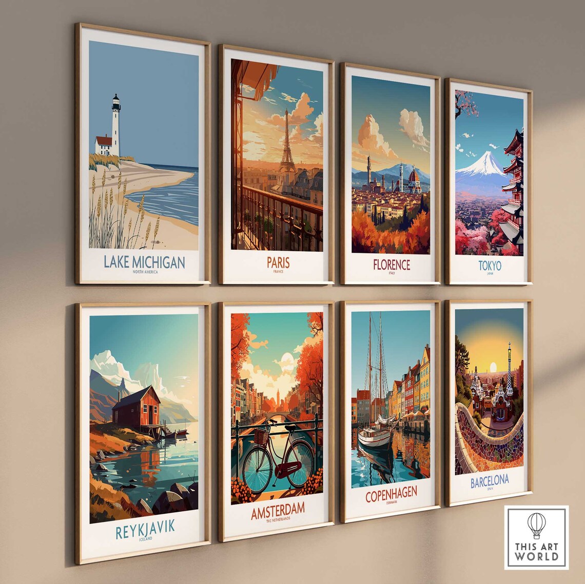 Lake Michigan North America Lighthouse Dune Grass Beach Travel Poster - Image 3