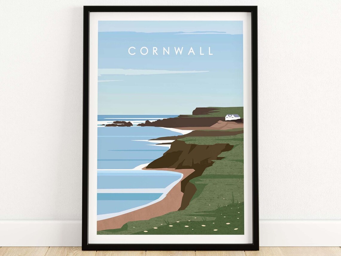 Cornwall Coastline Art Print, Home Decor Poster