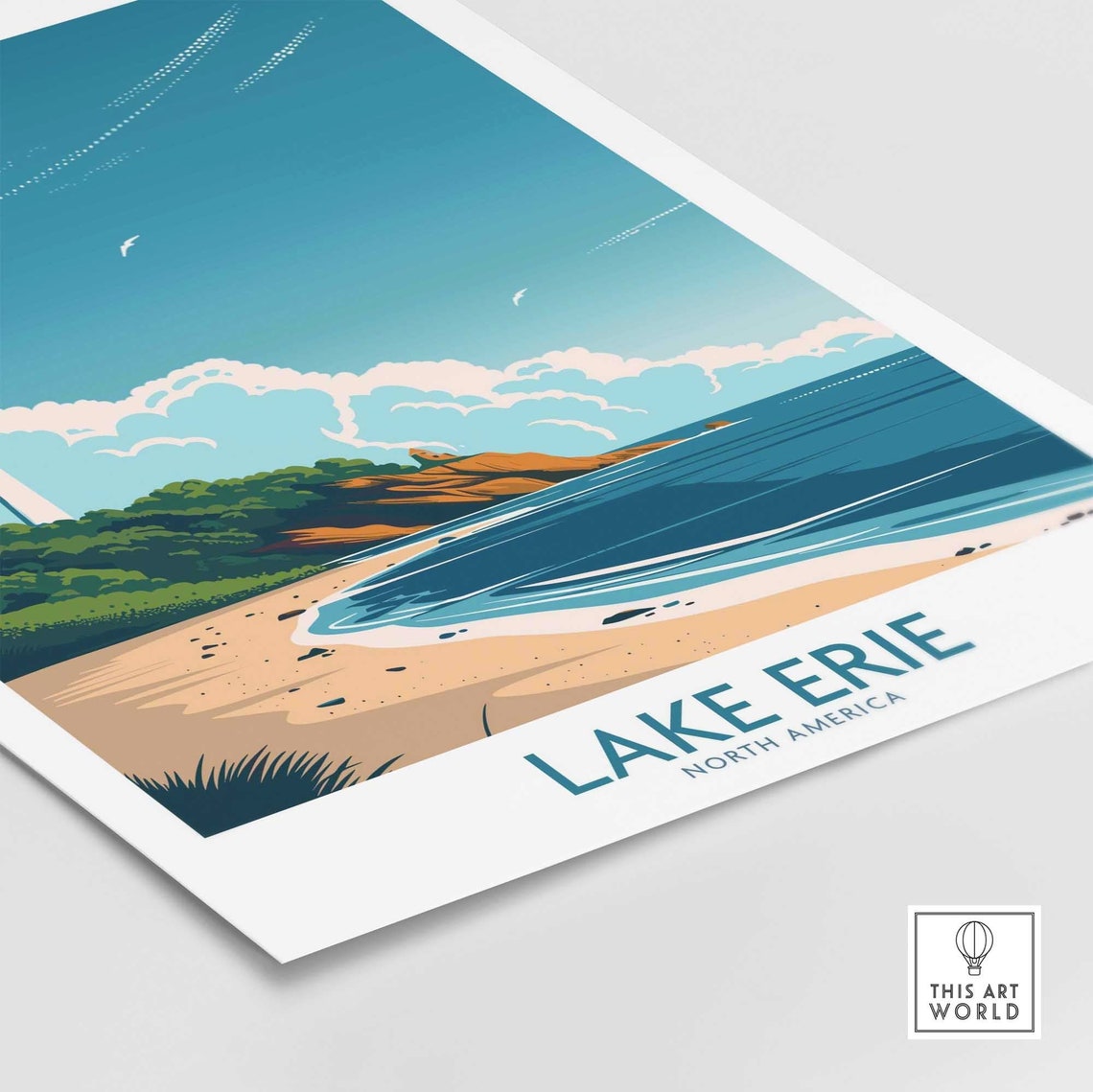 Lake Erie North America Sandy Beach Lighthouse Cliff Shore Poster - Image 4