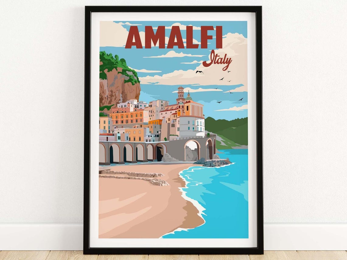 Amalfi Coast Italy Italian Riviera Travel Poster - Image 4