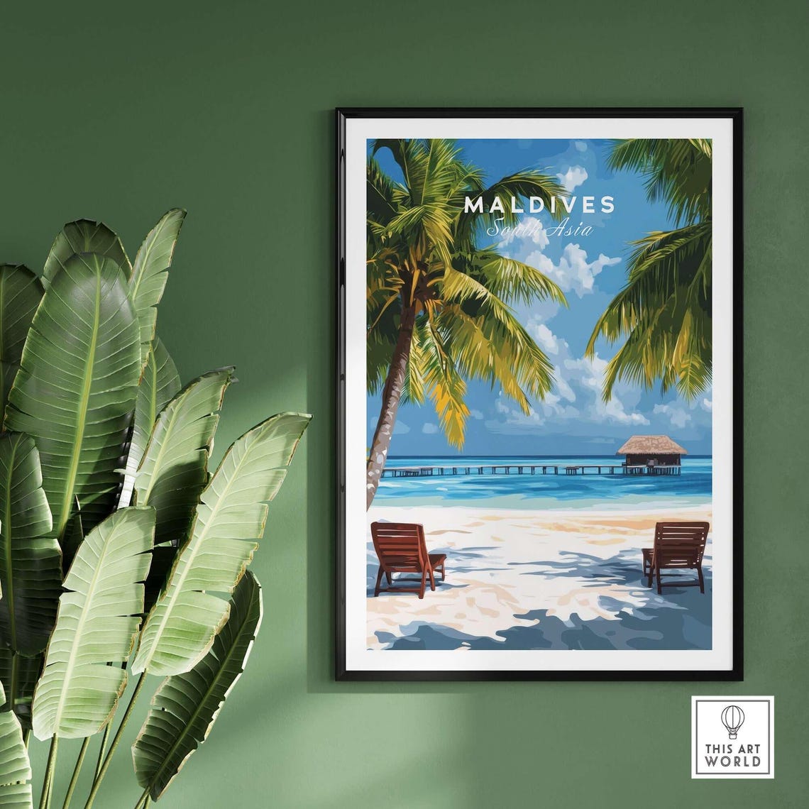 Maldives Tropical Beach Travel Poster, Home Decor - Image 2