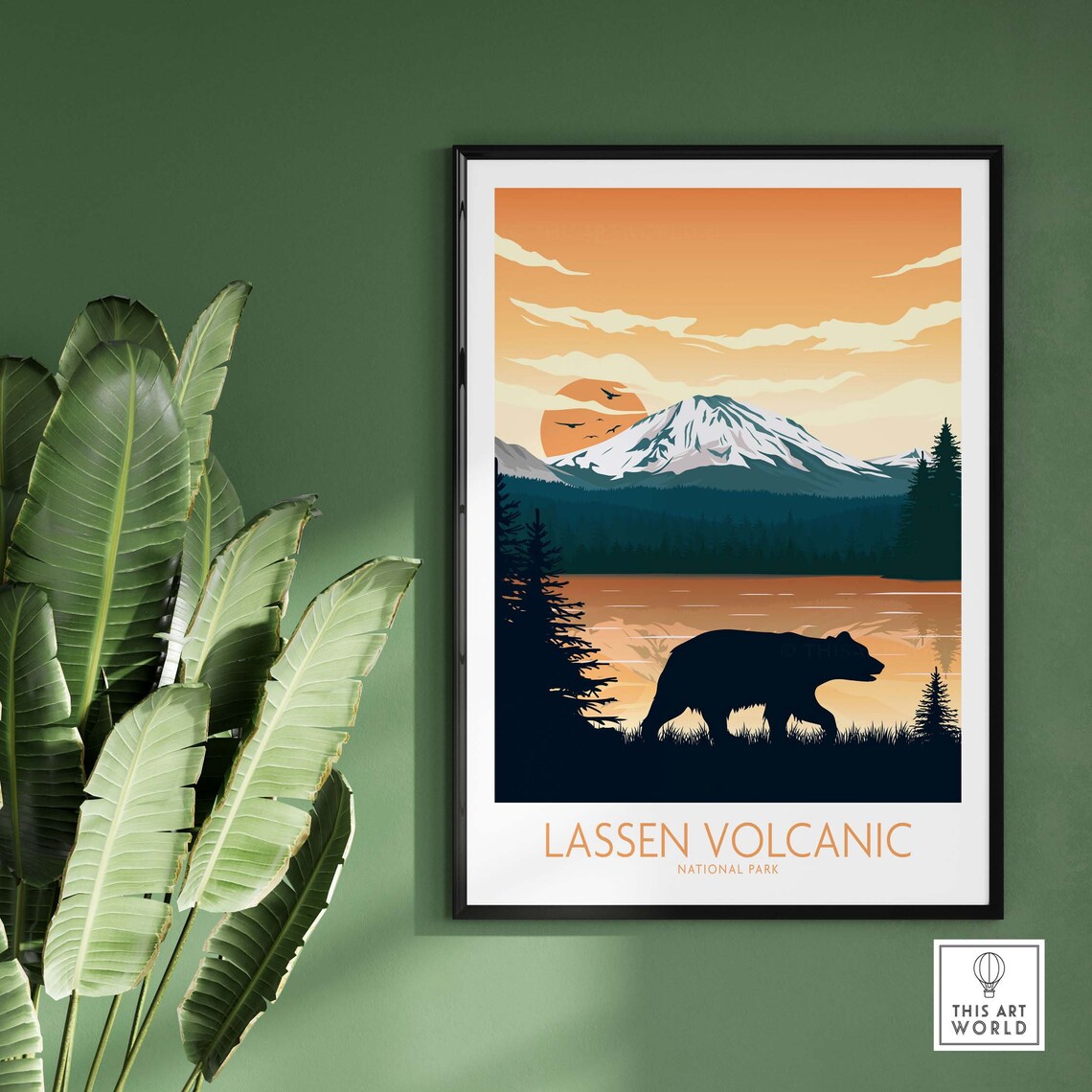 Lassen Volcanic National Park Bear Sunset Lake Scenic Poster - Image 2