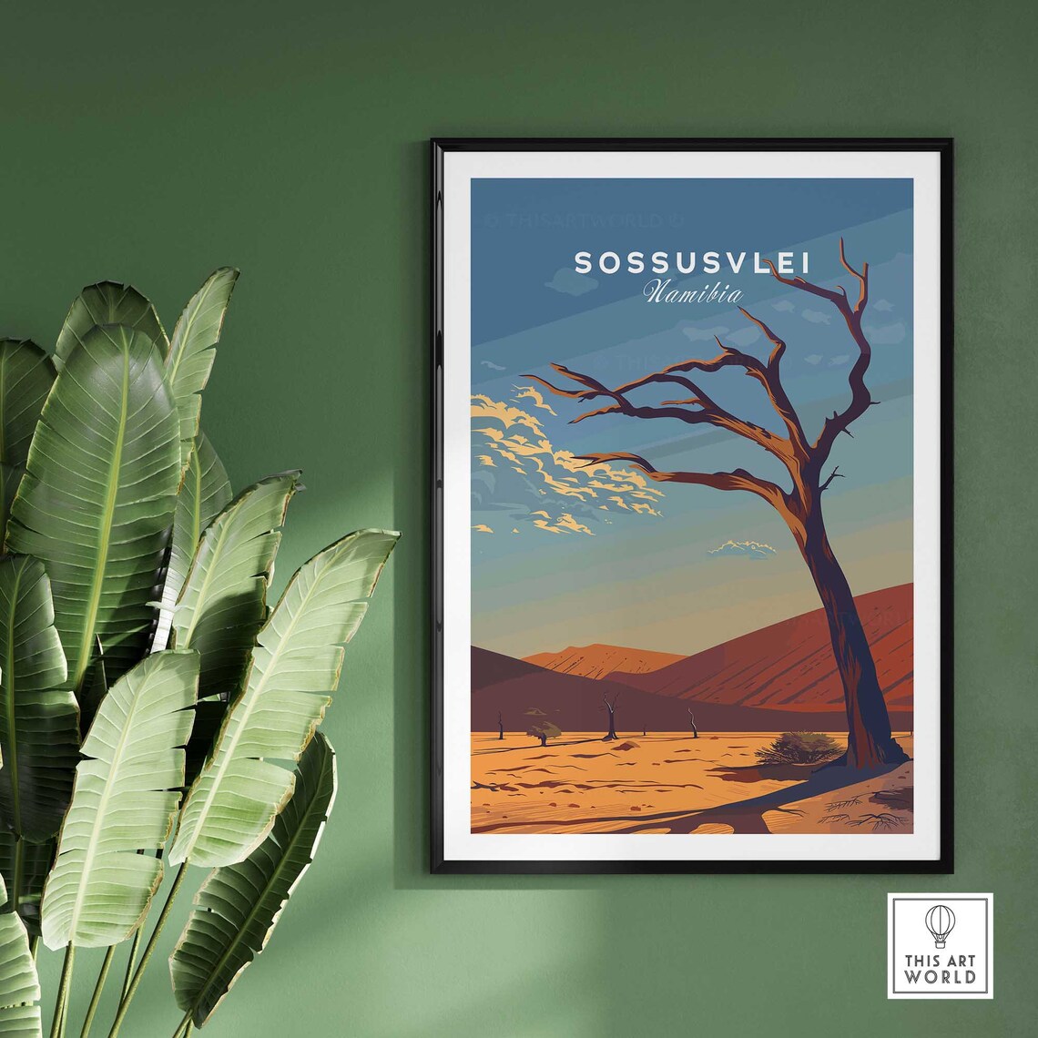 Sossusvlei Namibia Print Art Print Travel Print Home Dcor Poster Gift Illustration Artwork - Image 2