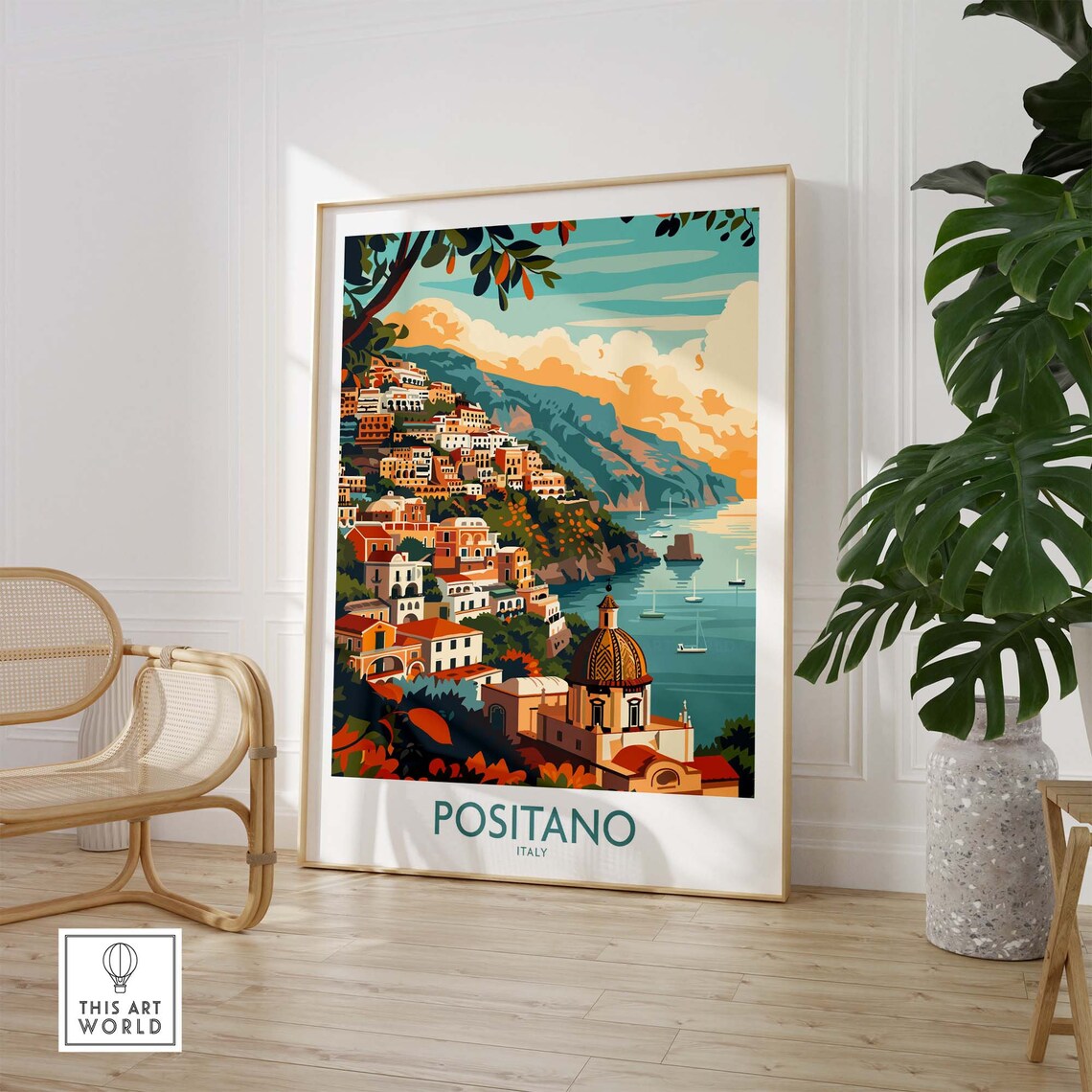 Positano Italy Amalfi Coast Seaside Town Vintage Travel Poster - Image 2