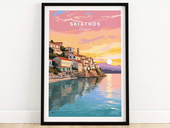 Skiathos Greece Travel Poster, Place and Journey Print