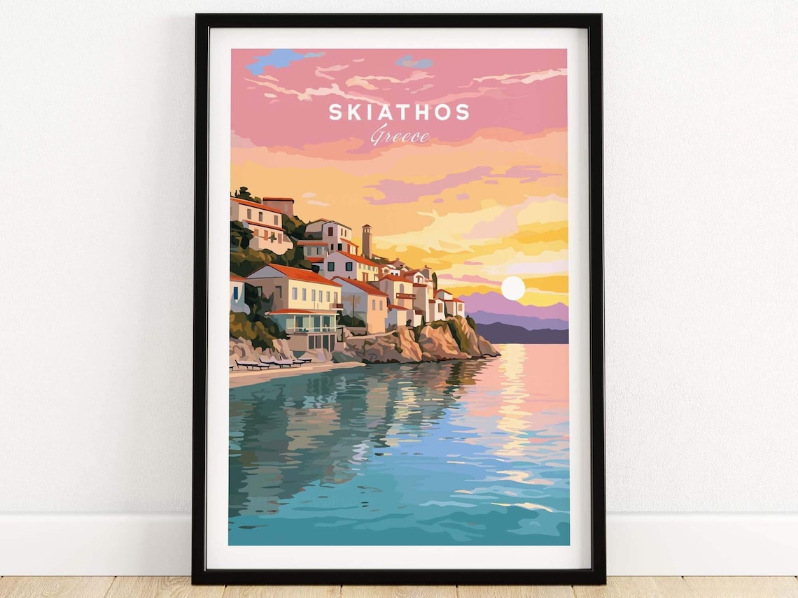Skiathos Greece Travel Poster, Place and Journey Print