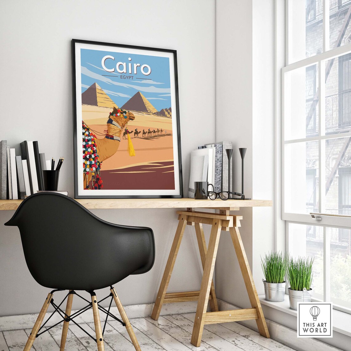 Cairo Travel Poster, Pyramids of Giza Art Print - Image 4