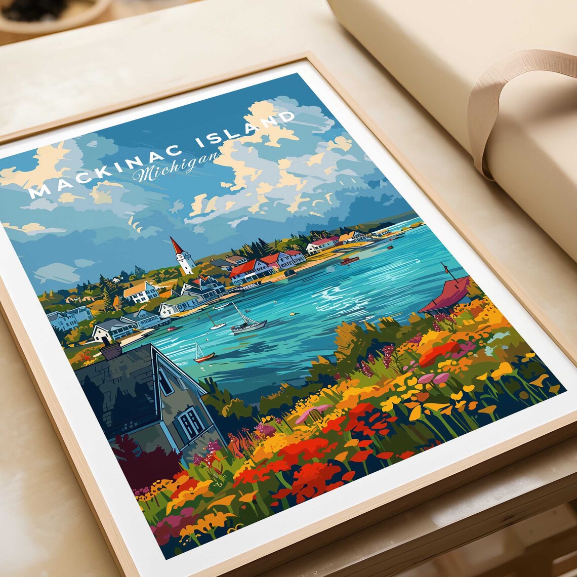Mackinac Island Travel Poster, Lake Huron