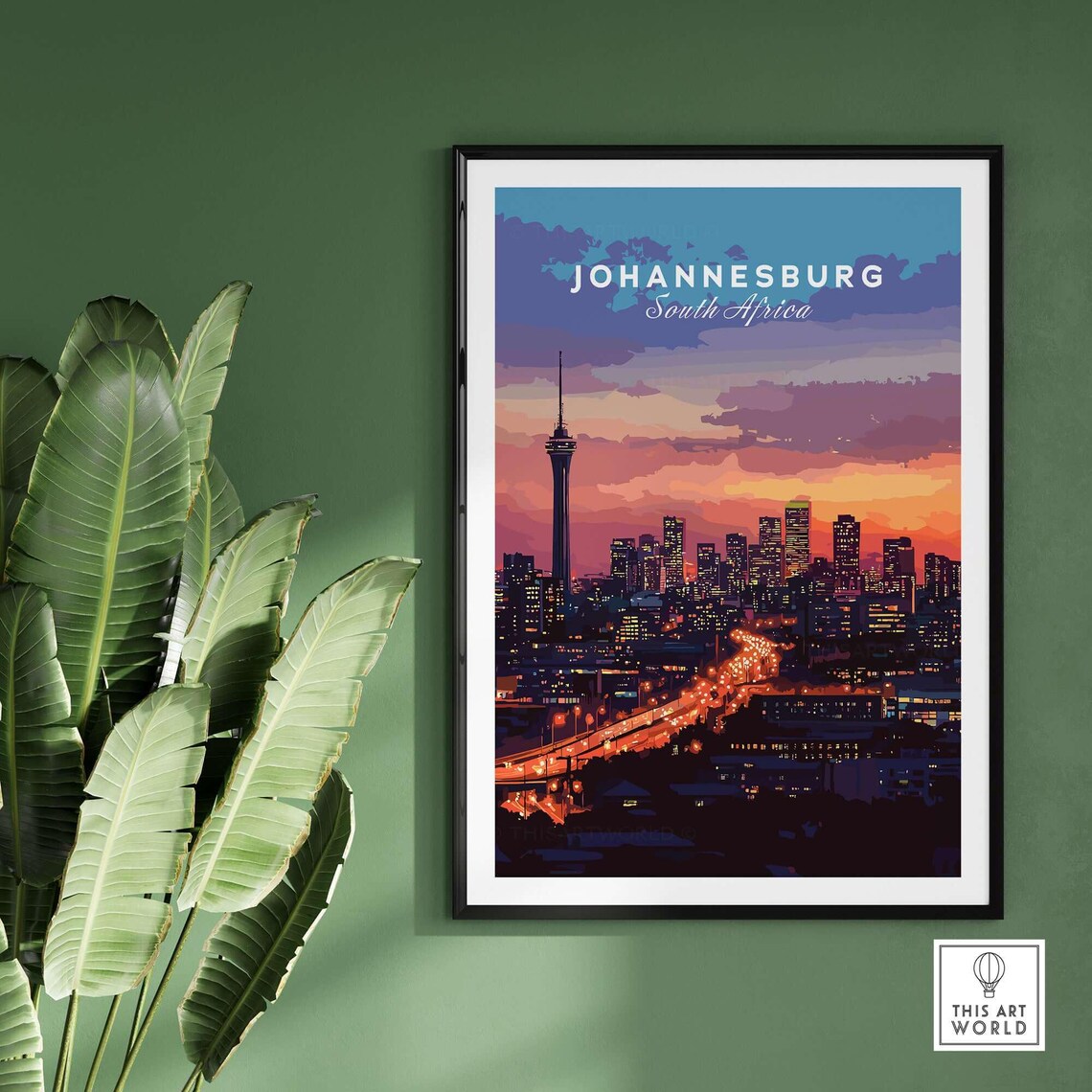South Africa Skyline, Joburg at Night Art Print - Image 2