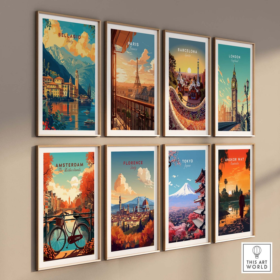 Bellagio Lake Como Lakeside Town Golden Sunset Reflections Poster - Image 3