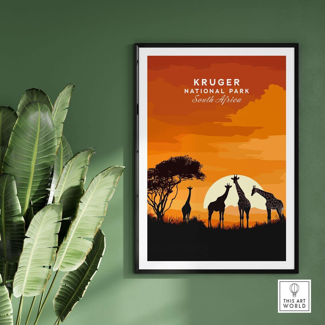 Kruger Park Poster, South Africa Giraffe Art - Image 2