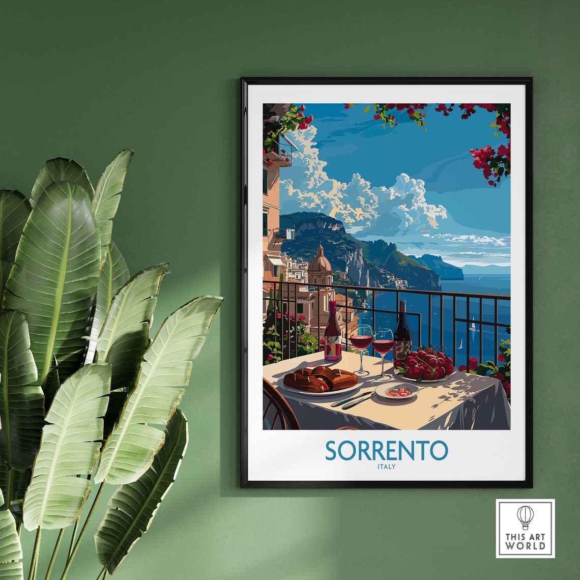 Sorrento Travel Poster Italy Travel Poster Sorrento Artwork Poster Gift Italy Home Decor Sorrento Illustration Art Lover Italy Print - Image 2
