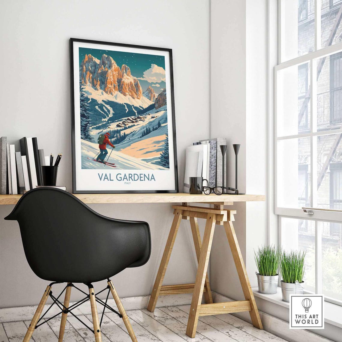 Val Gardena Ski Lodge Art Print, Winter Sports - Image 4