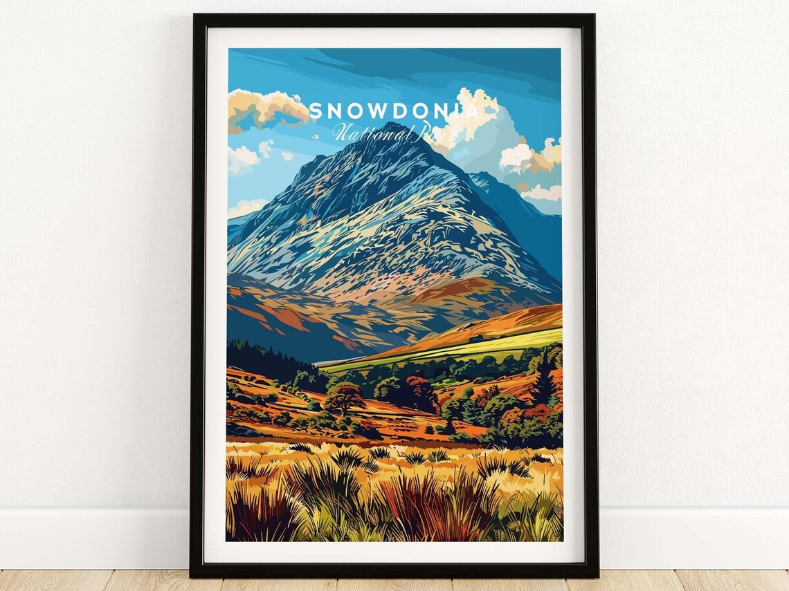 Snowdonia National Park Wales Travel Poster, Wall Hanging