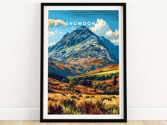 Snowdonia National Park Wales Travel Poster, Wall Hanging