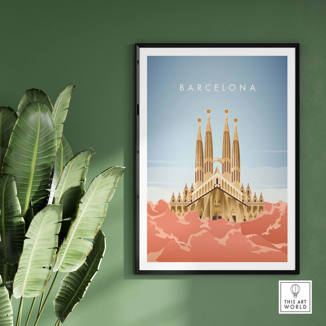 Barcelona Travel Poster, Spain City Skyline Art - Image 3