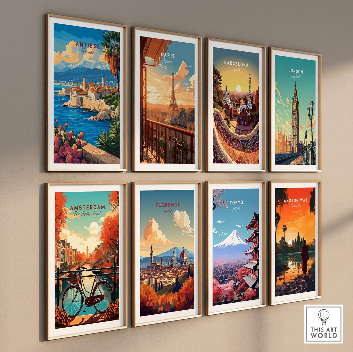 Antibes France Old Town Ramparts With Distant Alps Sunny Travel Poster - Image 3
