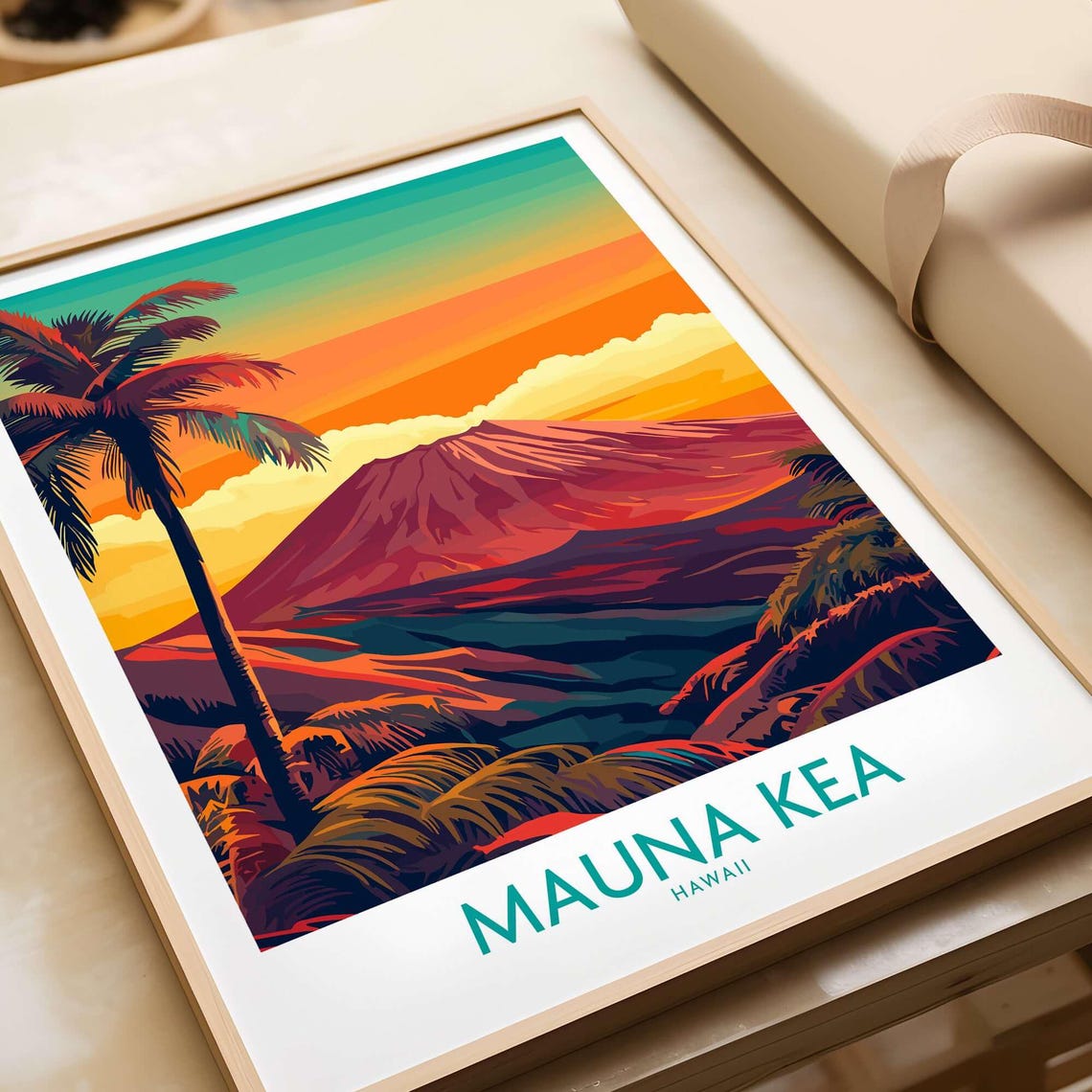 Mauna Kea Sunset Art Print, Hawaii Volcano