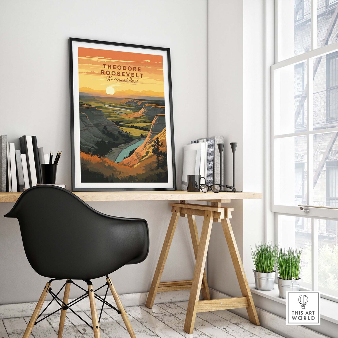 Theodore Roosevelt National Park Badlands Sunset River Poster - Image 4