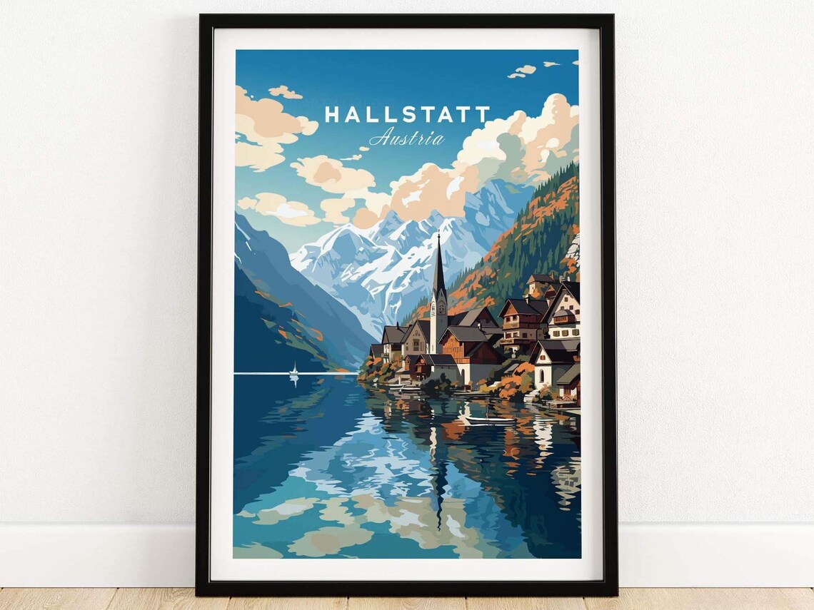 Hallstatt Austria Travel Poster Art Print