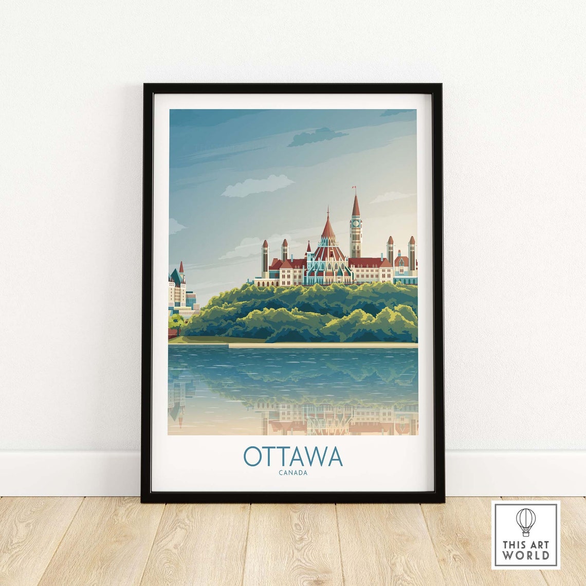Ottawa Canada Parliament Hill Riverside Panorama Travel Poster
