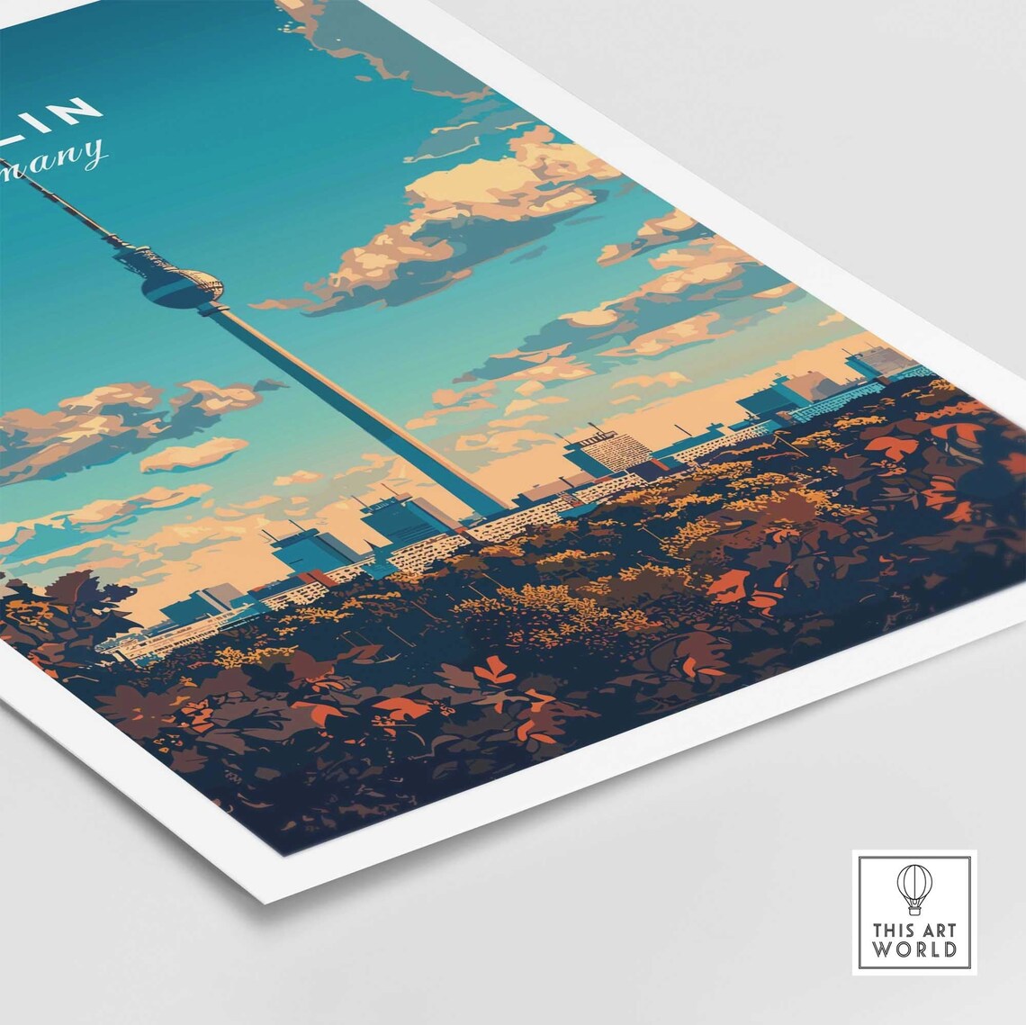 Berlin Germany TV Tower Sunset City Panorama Vintage Travel Poster - Image 4