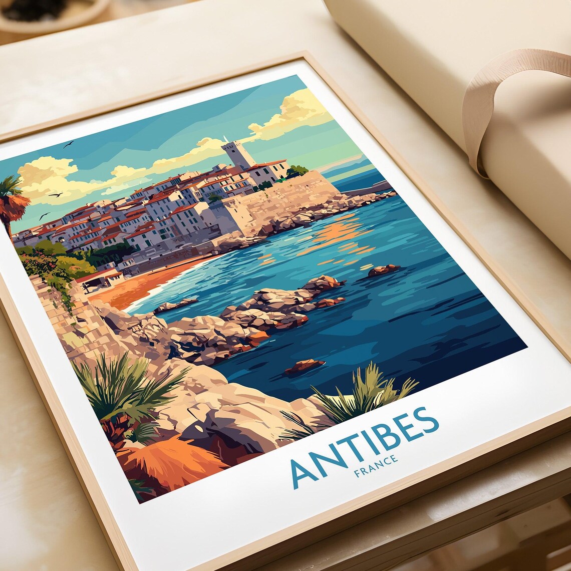 Antibes Travel Poster, Coastal Place Art Print